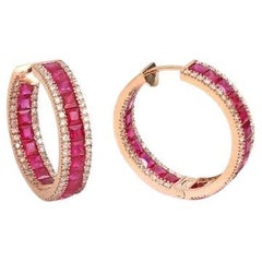 Natural ruby diamond earrings in 14k gold