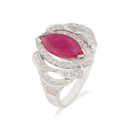 Natural 1.22cts Ruby & 0.38cts Diamond Ring in 18K Gold