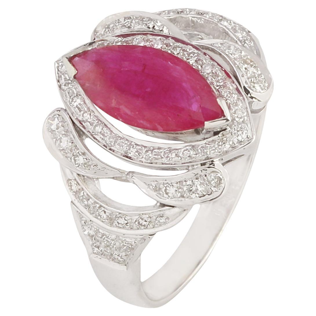 Natural RUBY & DIAMOND EARRINGS IN 18K GOLD For Sale