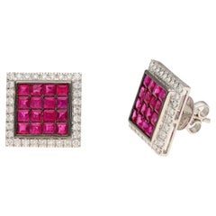 Natural ruby diamond earrings in 18k gold