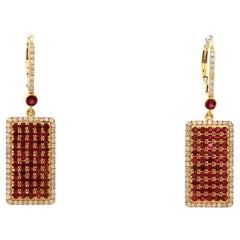 Pendientes de rubí natural y diamante en oro de 18k