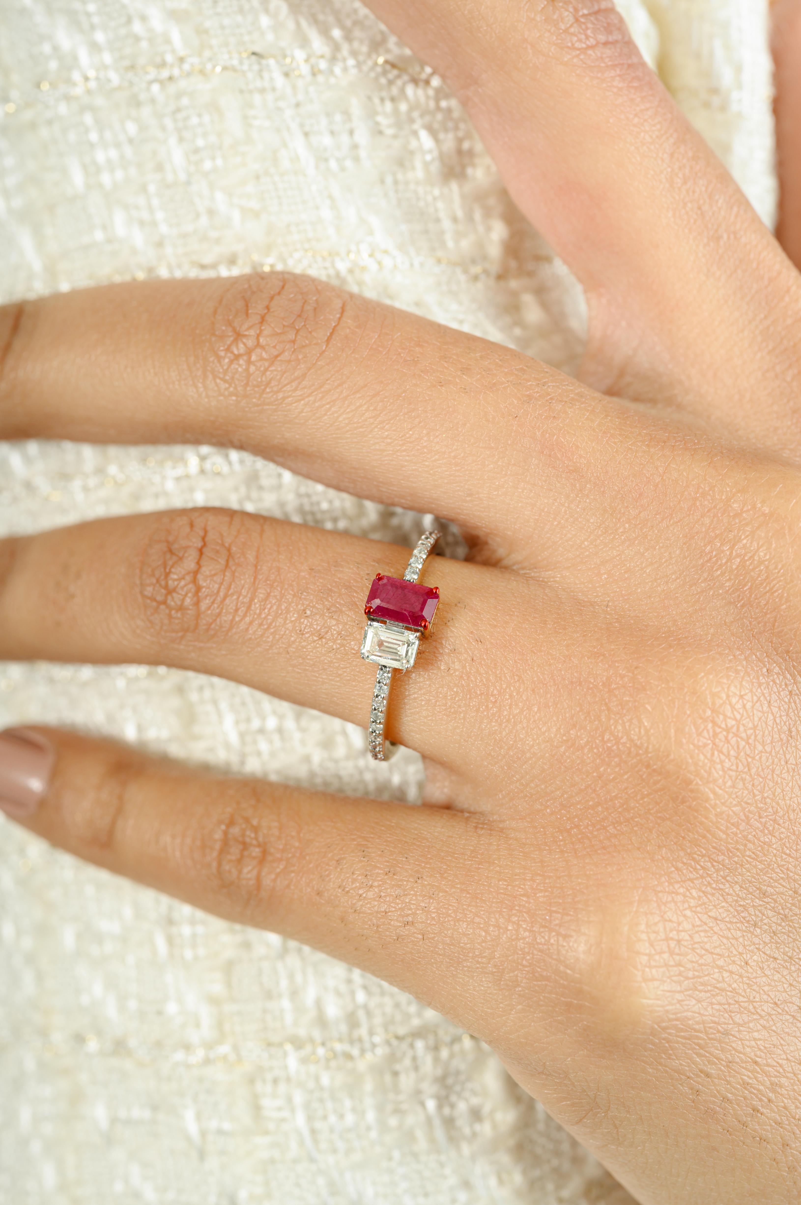 For Sale:  Natural  Ruby Diamond Enamel Ring Gift for Her Crafted in 14k Solid Yellow Gold 5