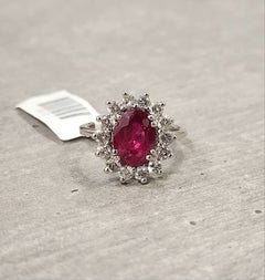 Natural Ruby & Diamond Halo Ring in 14k White Gold – 2.65 ct Natural Ruby & Diamond Halo Ring in 14k White Gold – 2.65 ct