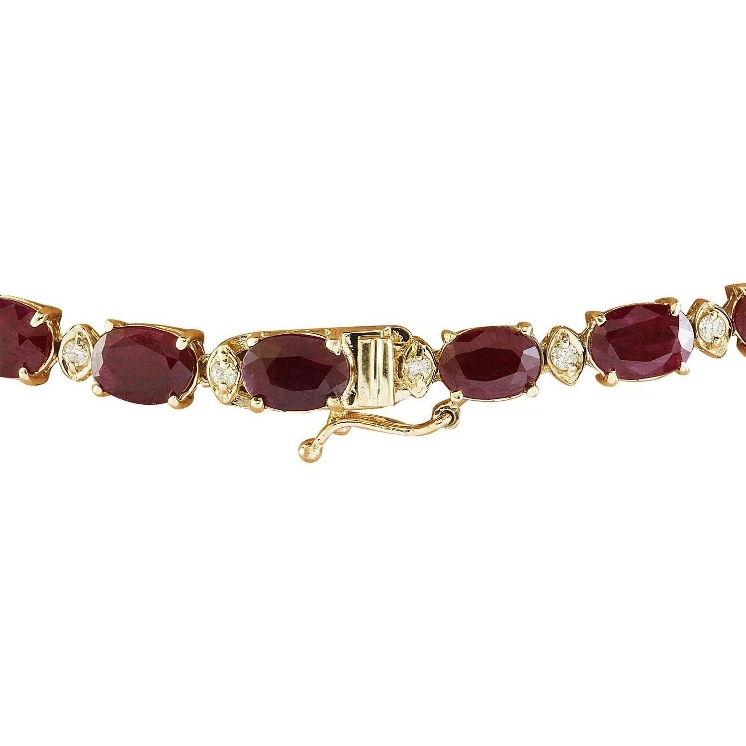 Oval Cut Natural Ruby Diamond Necklace In 14 Karat Yellow Gold For Sale