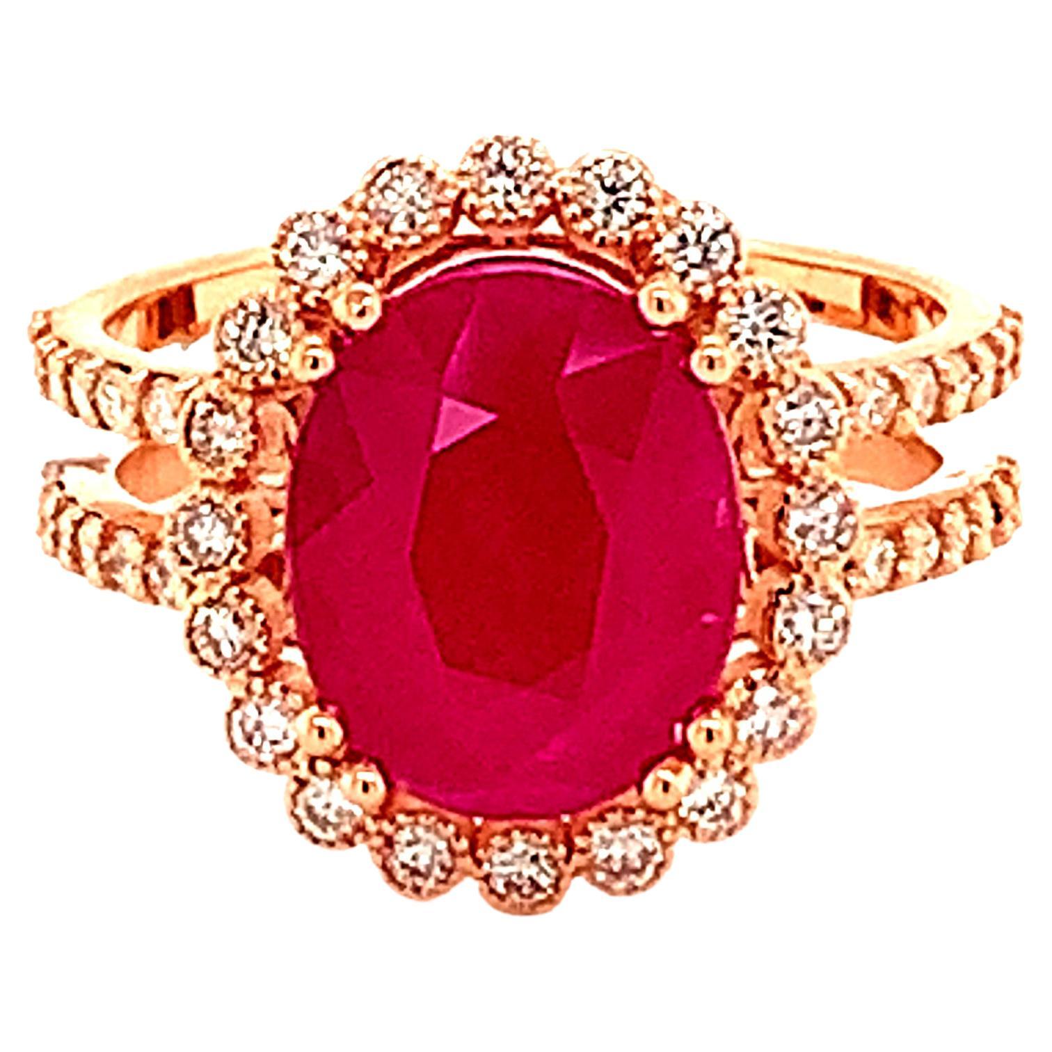 Victorian Ruby Diamond Gold Engagement Ring For Sale at 1stDibs