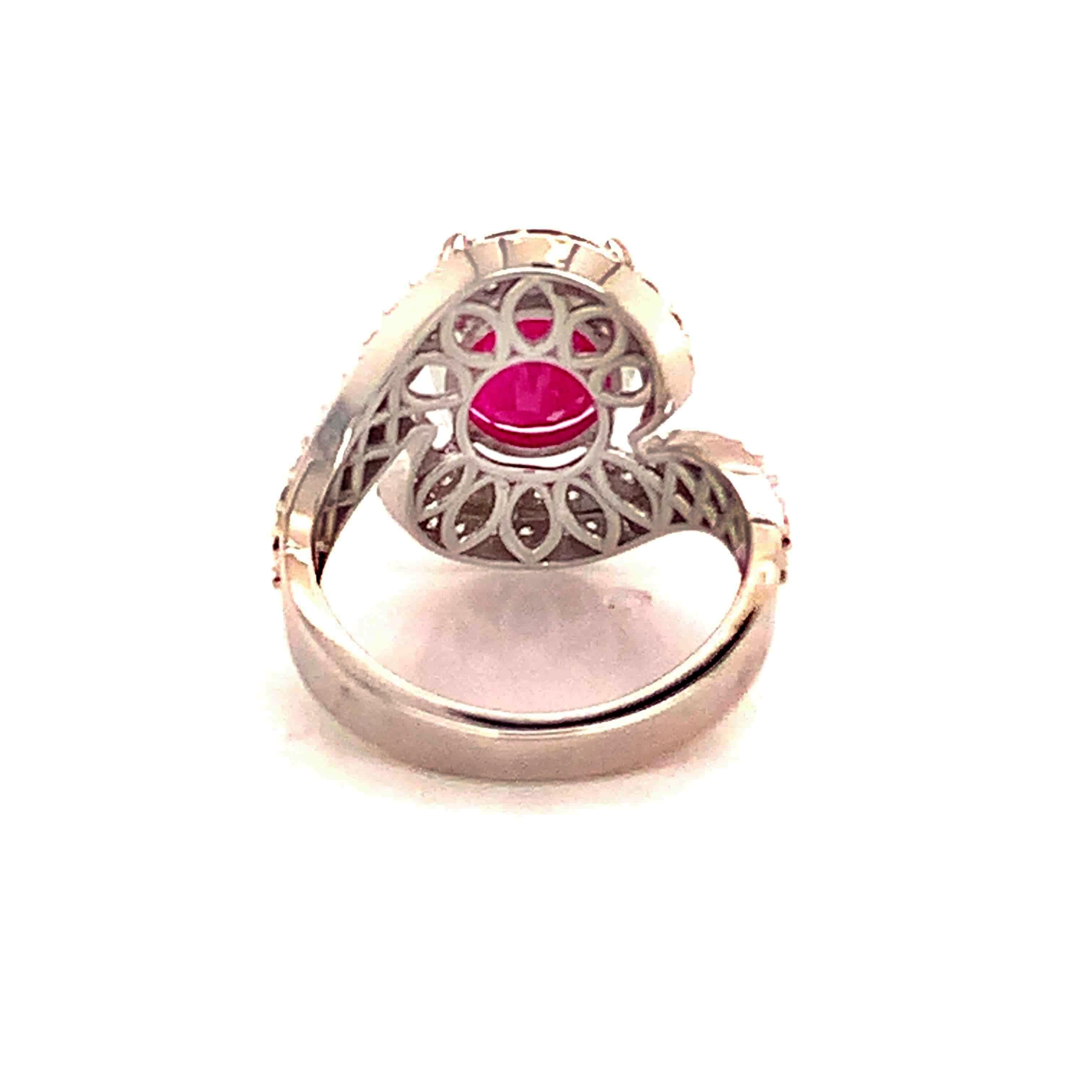 Natural Ruby Diamond Ring 14k Gold 6.32 TCW GIA Certified For Sale 1