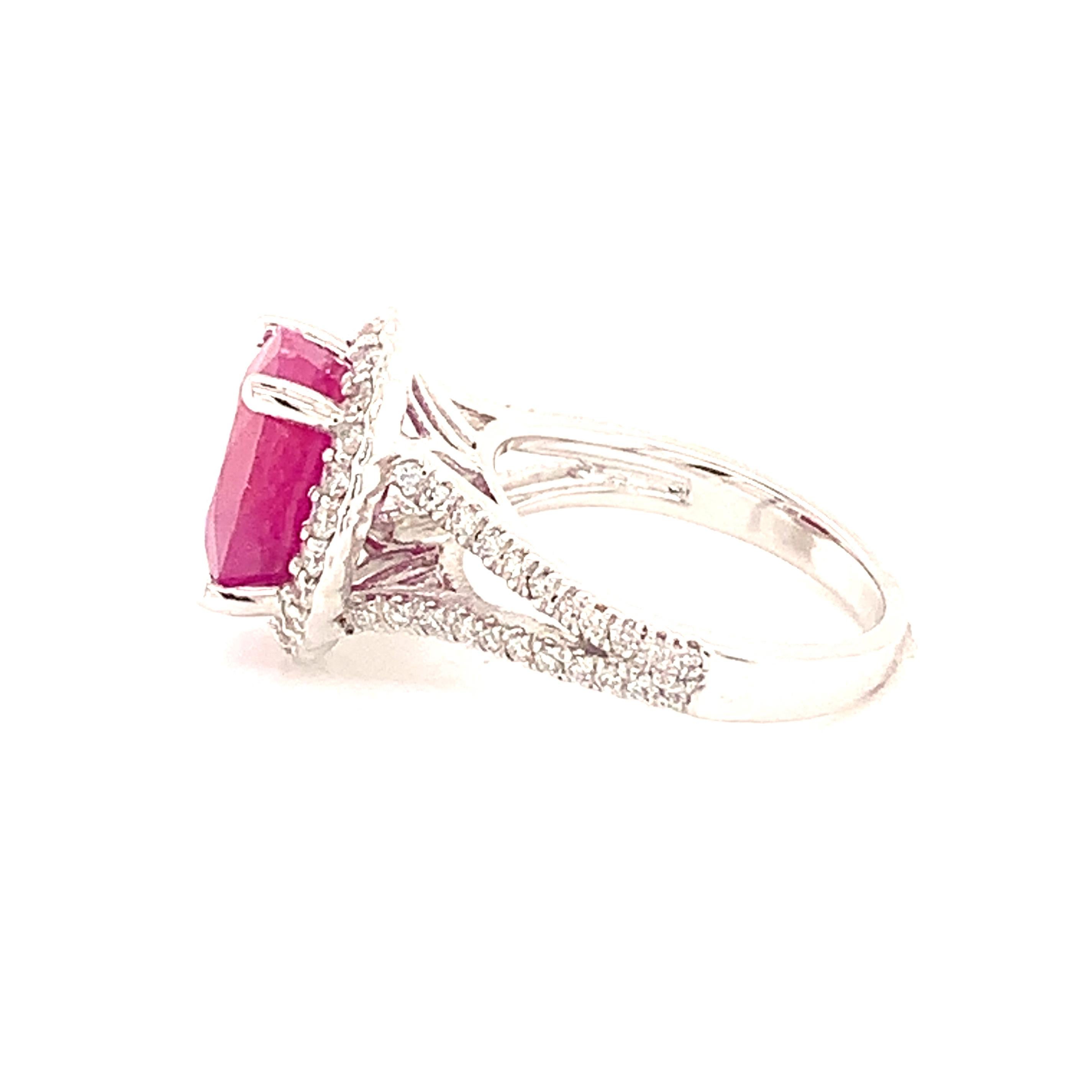 Natural Ruby Diamond Ring 14k Gold 6.5 TCW GIA Certified For Sale 2