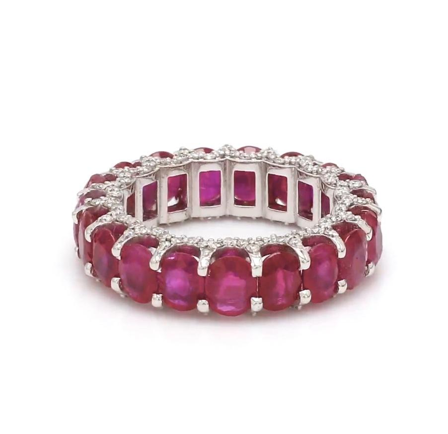 Women's Natural 7.30 cts ruby & 0.72 cts diamond ring 14K gold For Sale