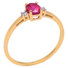 Natural Ruby & Diamond Ring 14K Gold