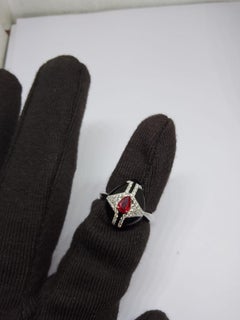 Natural Ruby & Diamond Ring 18k Gold