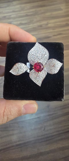 Natural Ruby & Diamond Ring 18k Gold