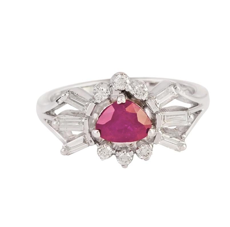 Natürlicher Rubin & Diamant Ring 18K Gold Damen im Angebot