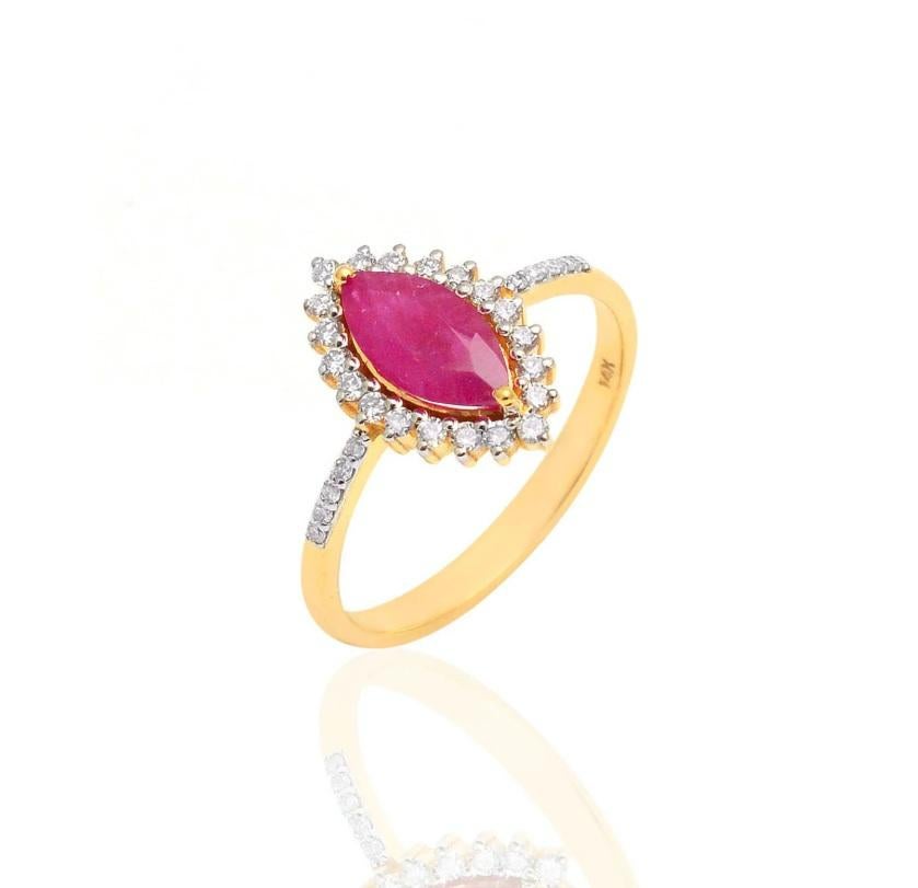 Anillo de rubí natural y diamantes Oro de 18 quilates en venta 1