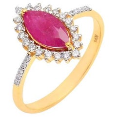 Anillo de rubí natural y diamantes Oro de 18 quilates