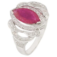 Natürlicher Rubin & Diamant Ring 18K Gold