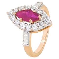 Natürlicher Rubin & Diamant Ring 18K Gold