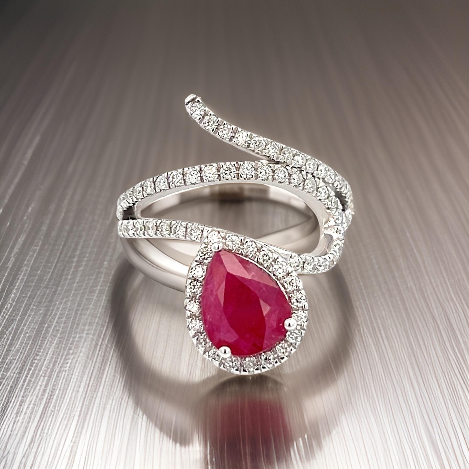 Natural Ruby Diamond Ring 6.75 14k W Gold 2.32 TCW Certified For Sale 7