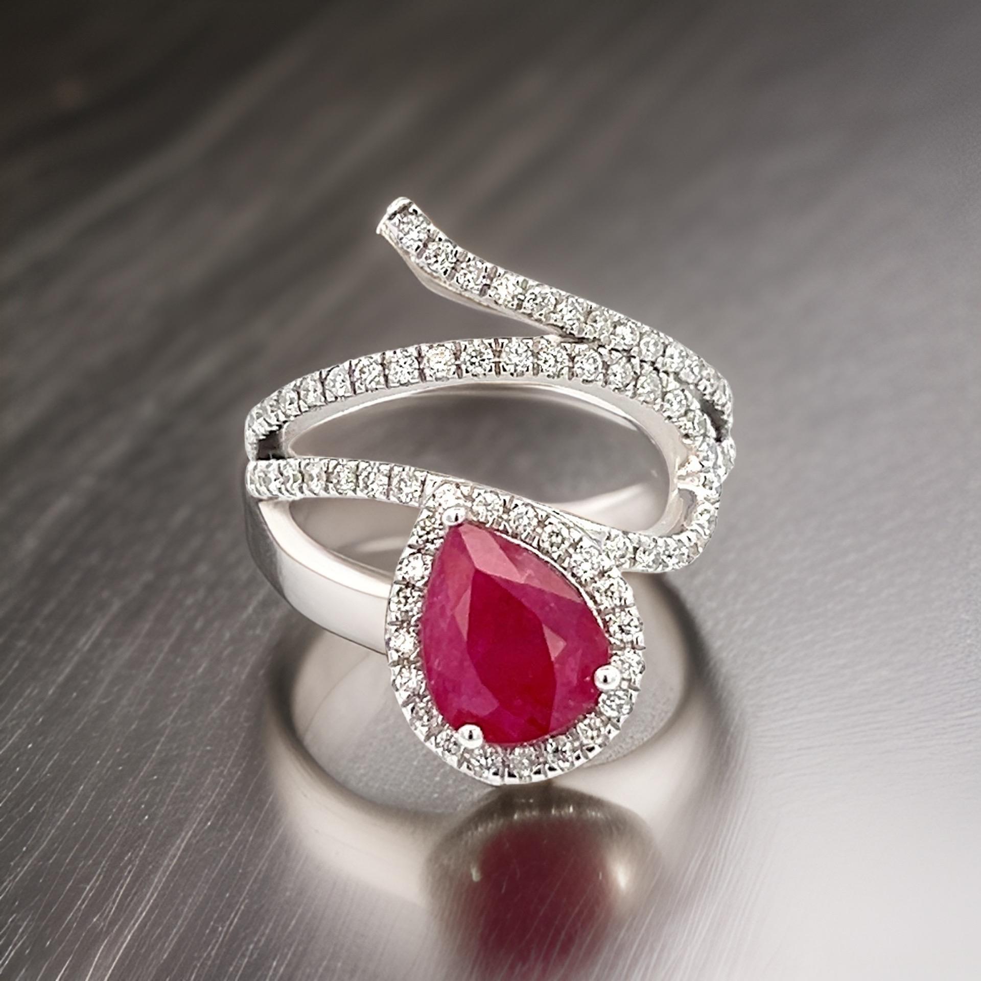 Natural Ruby Diamond Ring 6.75 14k W Gold 2.32 TCW Certified For Sale 9