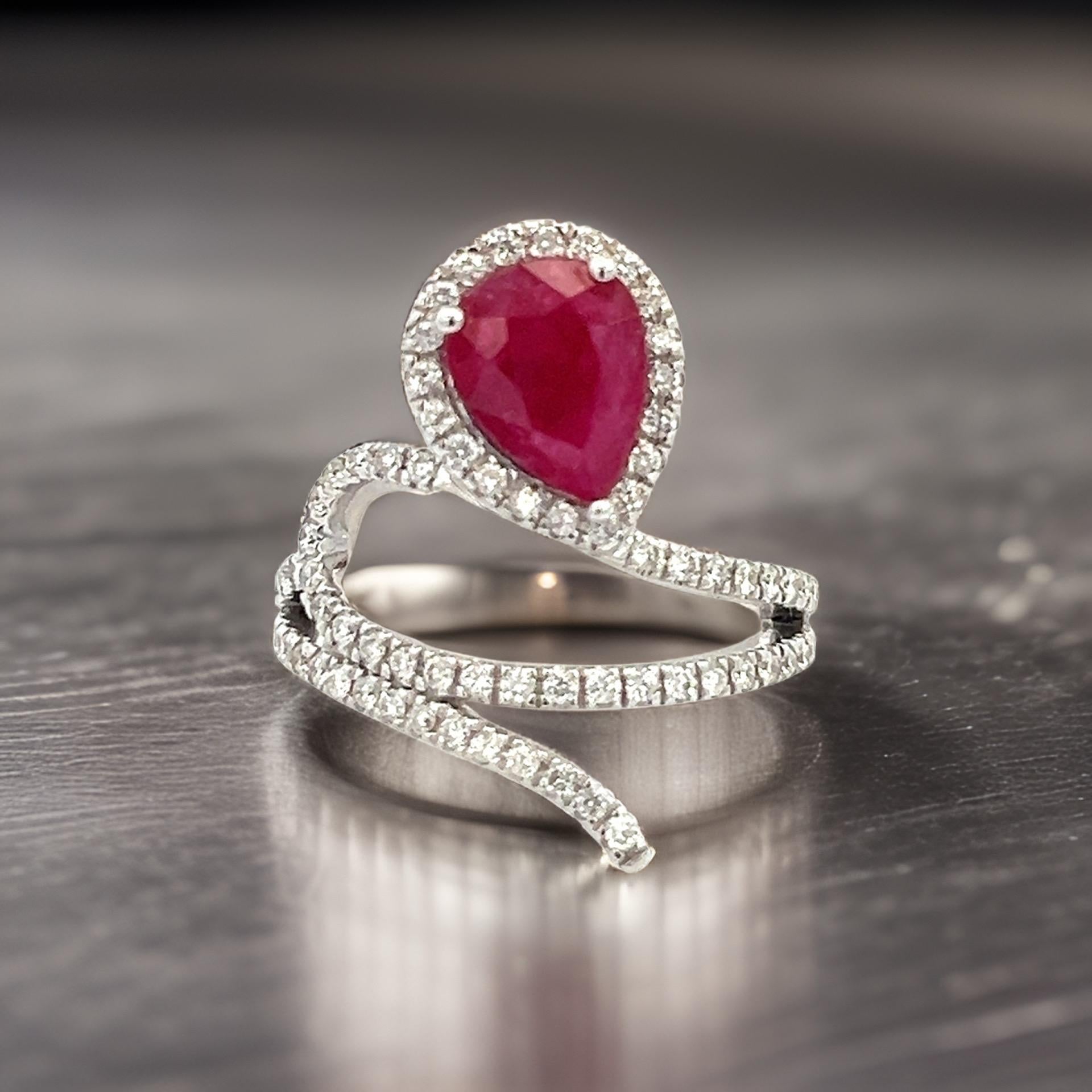 Natural Ruby Diamond Ring 6.75 14k W Gold 2.32 TCW Certified For Sale 10