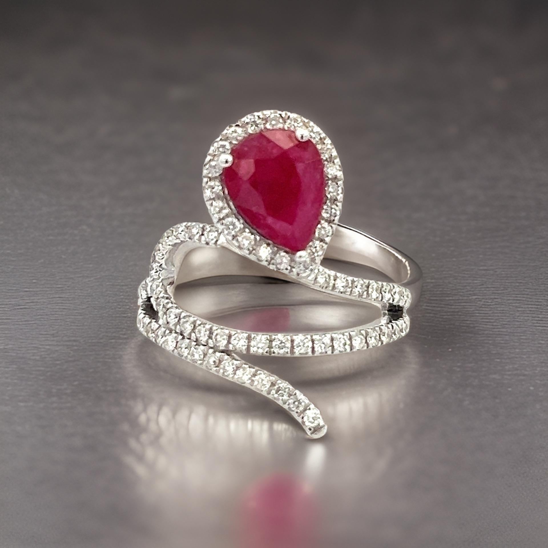 Natural Ruby Diamond Ring 6.75 14k W Gold 2.32 TCW Certified For Sale 13