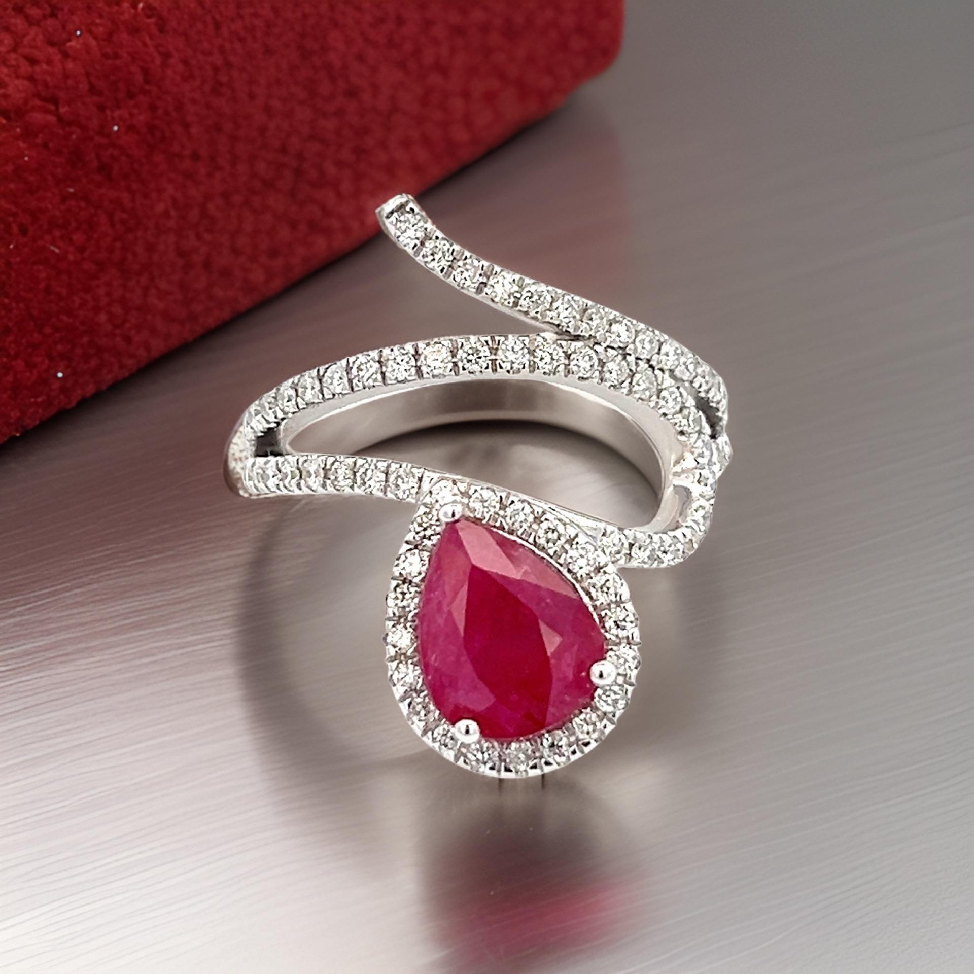 Natural Ruby Diamond Ring 6.75 14k W Gold 2.32 TCW Certified For Sale 14