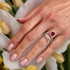 Anillo de Diamantes Rubí Natural 6,75 Oro 14k W 2,32 TCW Certificado