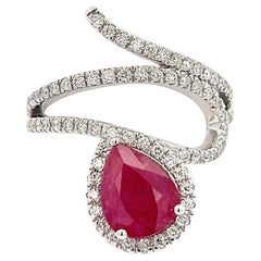 Nature Ruby Diamond Ring 6.75 14k W Gold 2.32 TCW Certified