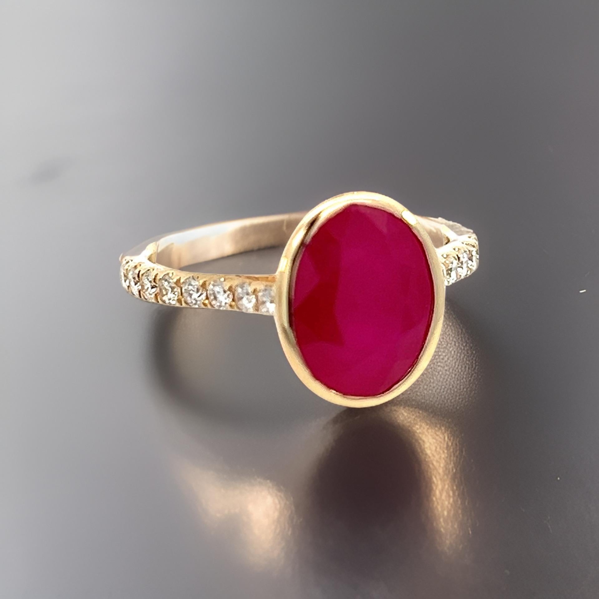 Natural Ruby Diamond Ring 6.75 14k Y Gold 4.38 TCW Certified For Sale 8