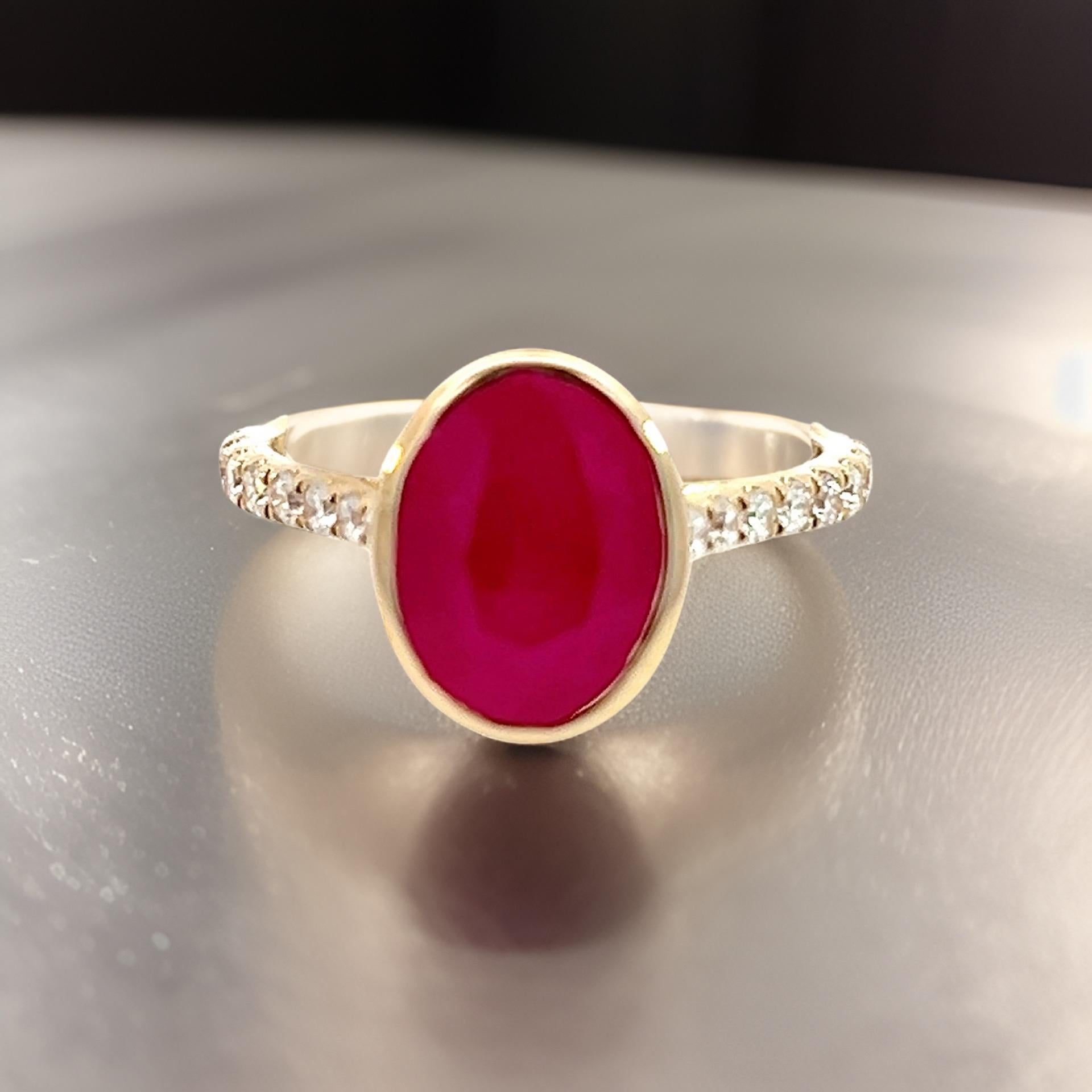 Natural Ruby Diamond Ring 6.75 14k Y Gold 4.38 TCW Certified For Sale 9