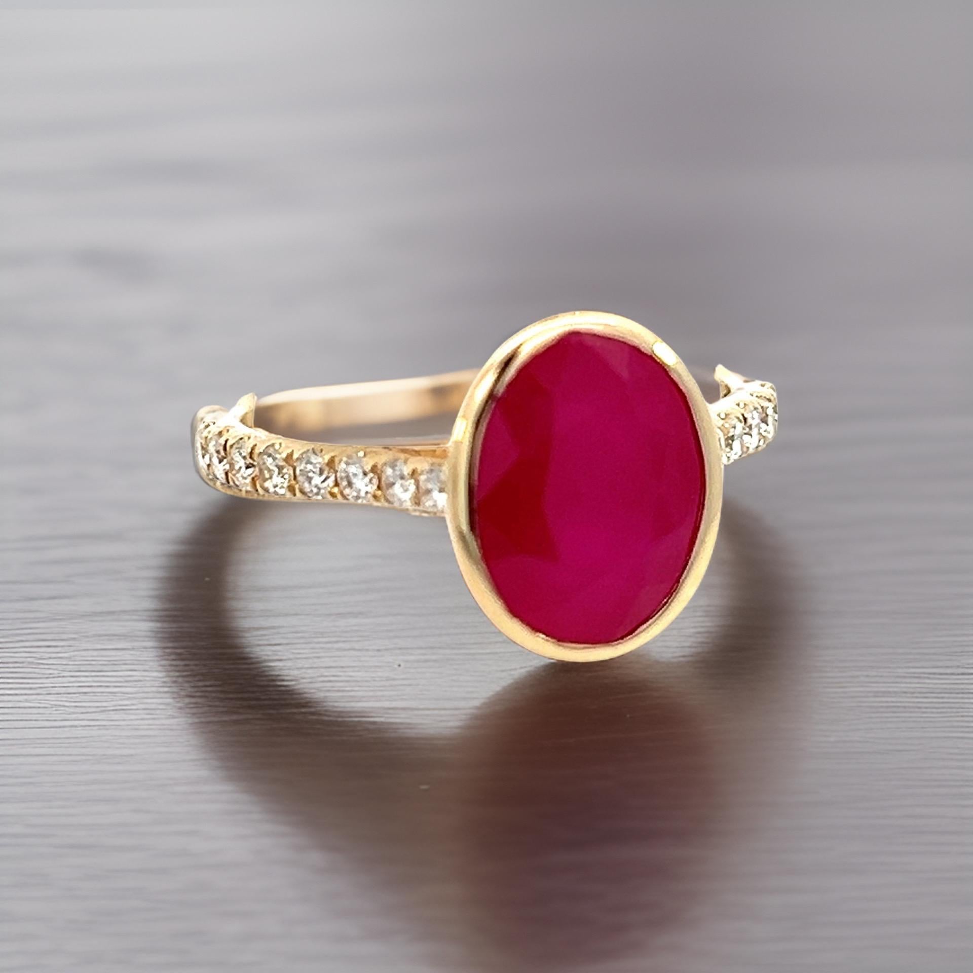 Natural Ruby Diamond Ring 6.75 14k Y Gold 4.38 TCW Certified For Sale 12