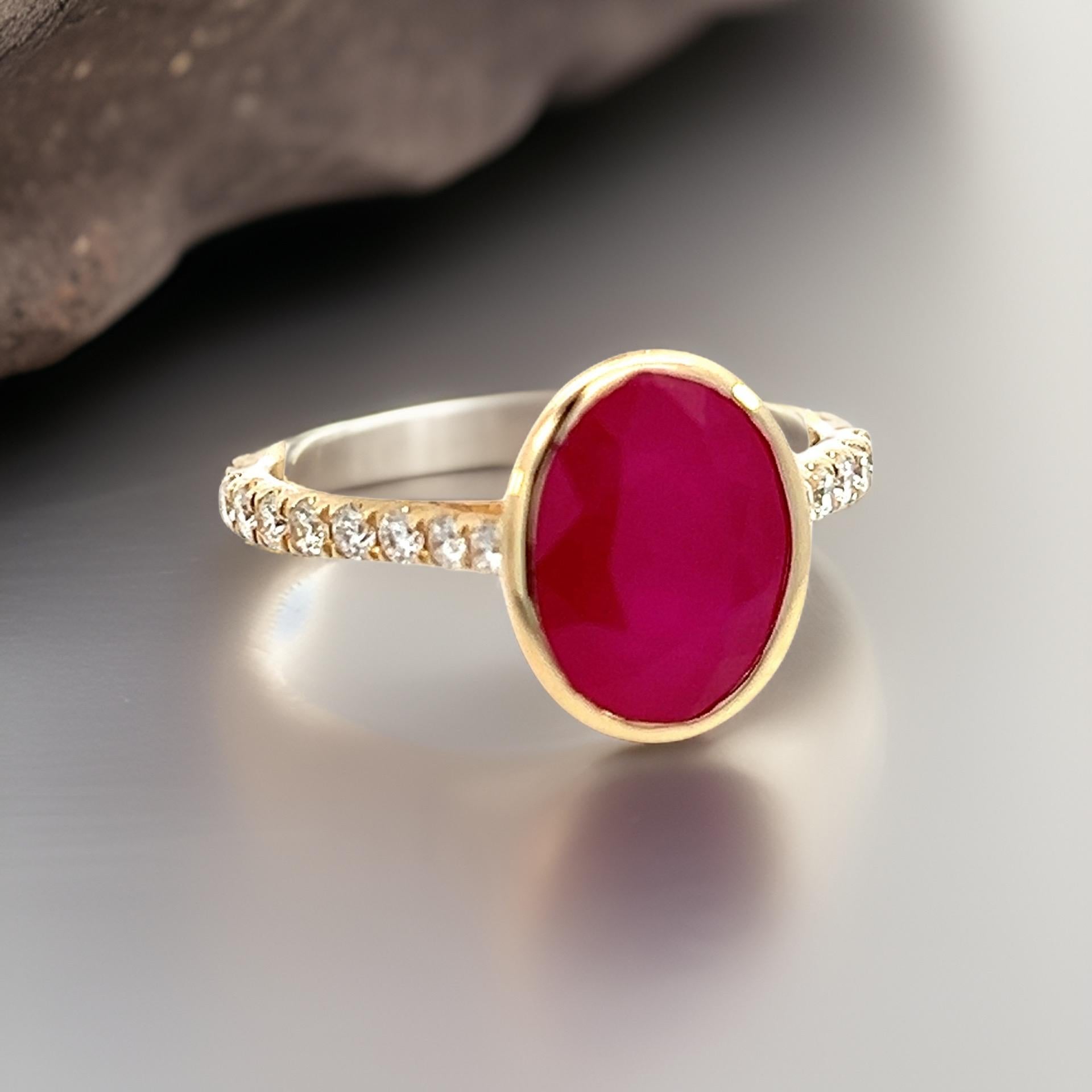 Natural Ruby Diamond Ring 6.75 14k Y Gold 4.38 TCW Certified For Sale 1