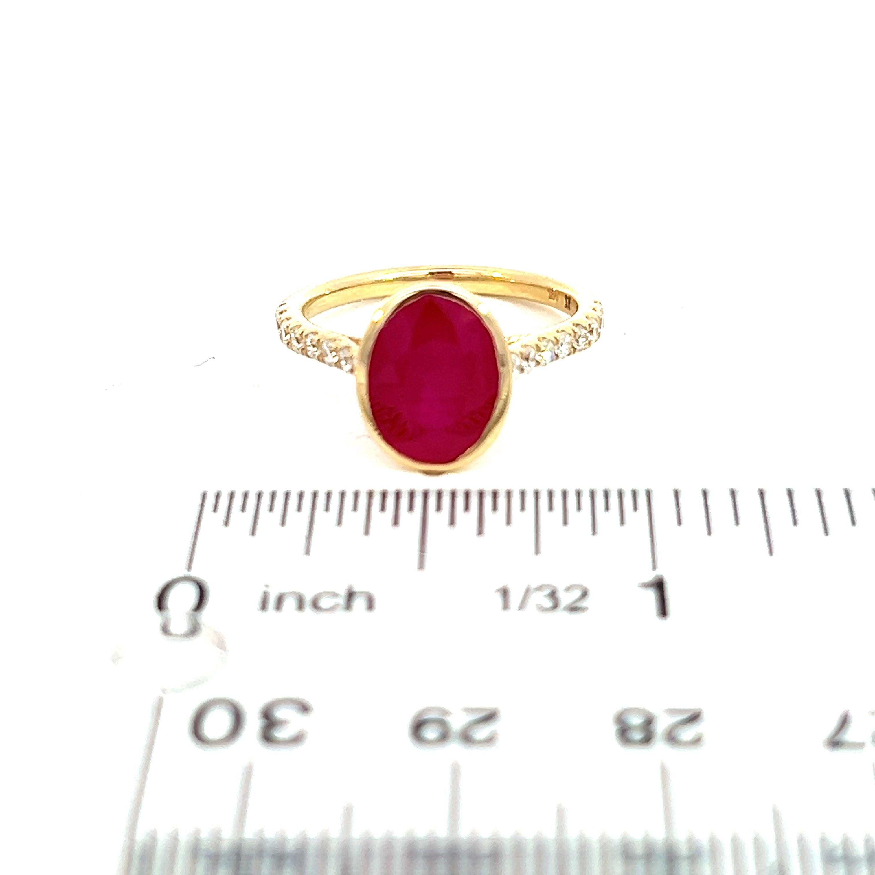 Natural Ruby Diamond Ring 6.75 14k Y Gold 4.38 TCW Certified For Sale 4