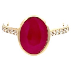 Bague diamant rubis naturel 6.75 or 14k Y 4.38 TCW Certified