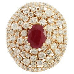 Natural Ruby Diamond Ring In 14 Karat Solid Rose Gold Natural Ruby Diamond Ring In 14 Karat Solid Rose Gold