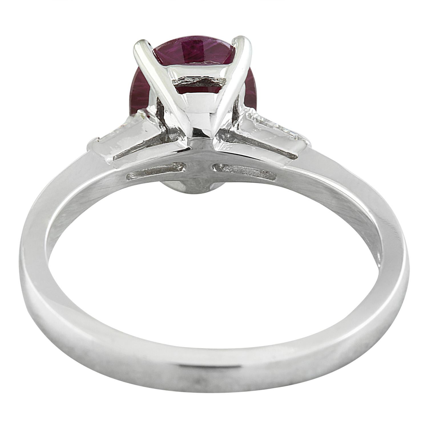 Oval Cut Radiant Ruby Diamond Ring: Timeless Elegance in 14K Solid White Gold For Sale