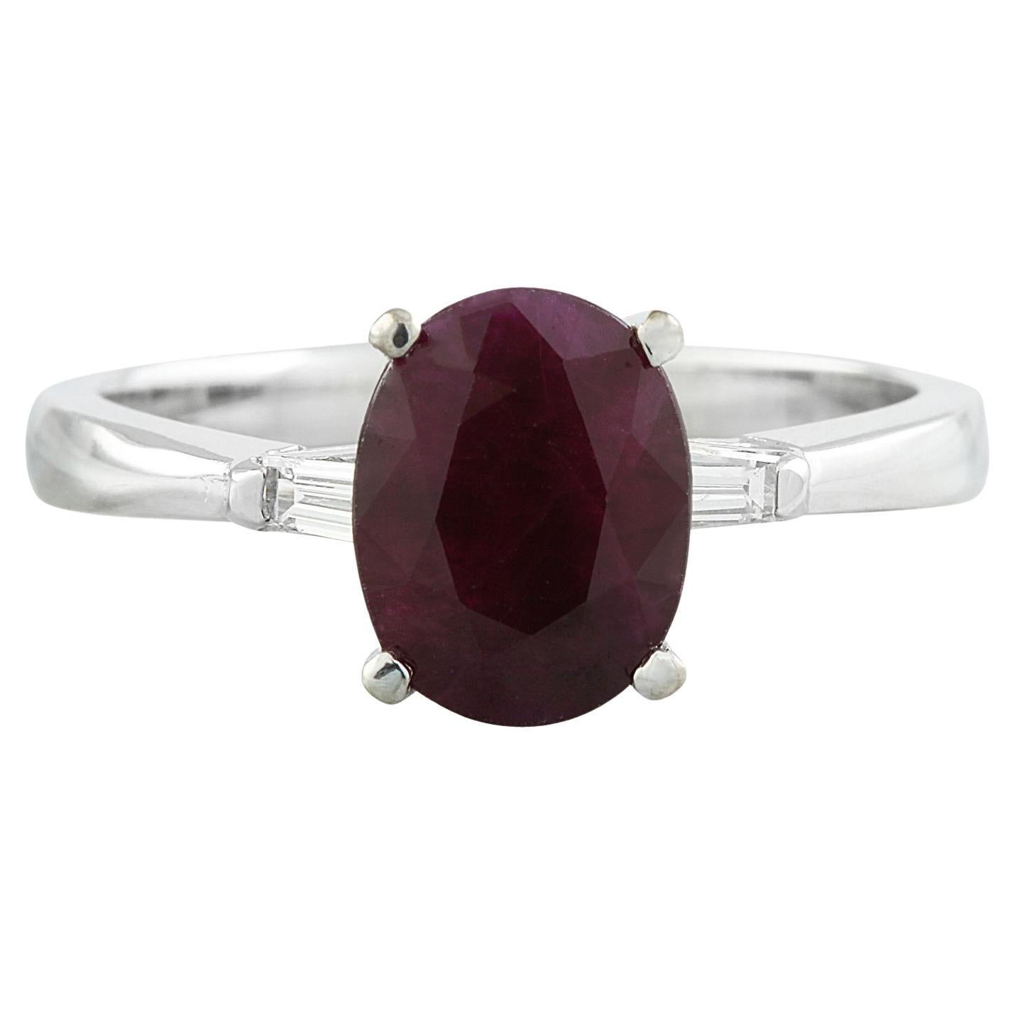 Radiant Ruby Diamond Ring: Timeless Elegance in 14K Solid White Gold For Sale