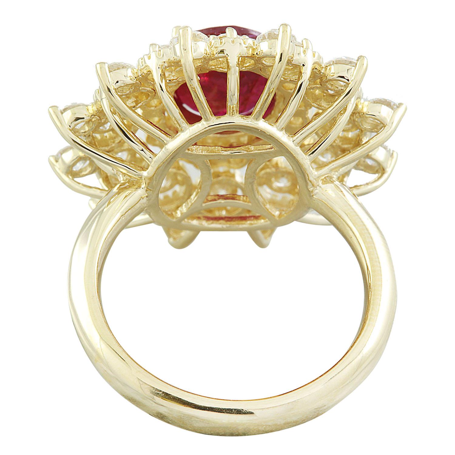 Natural Ruby Diamond Ring in 14 Karat Solid Yellow Gold In New Condition For Sale In Manhattan Beach, CA
