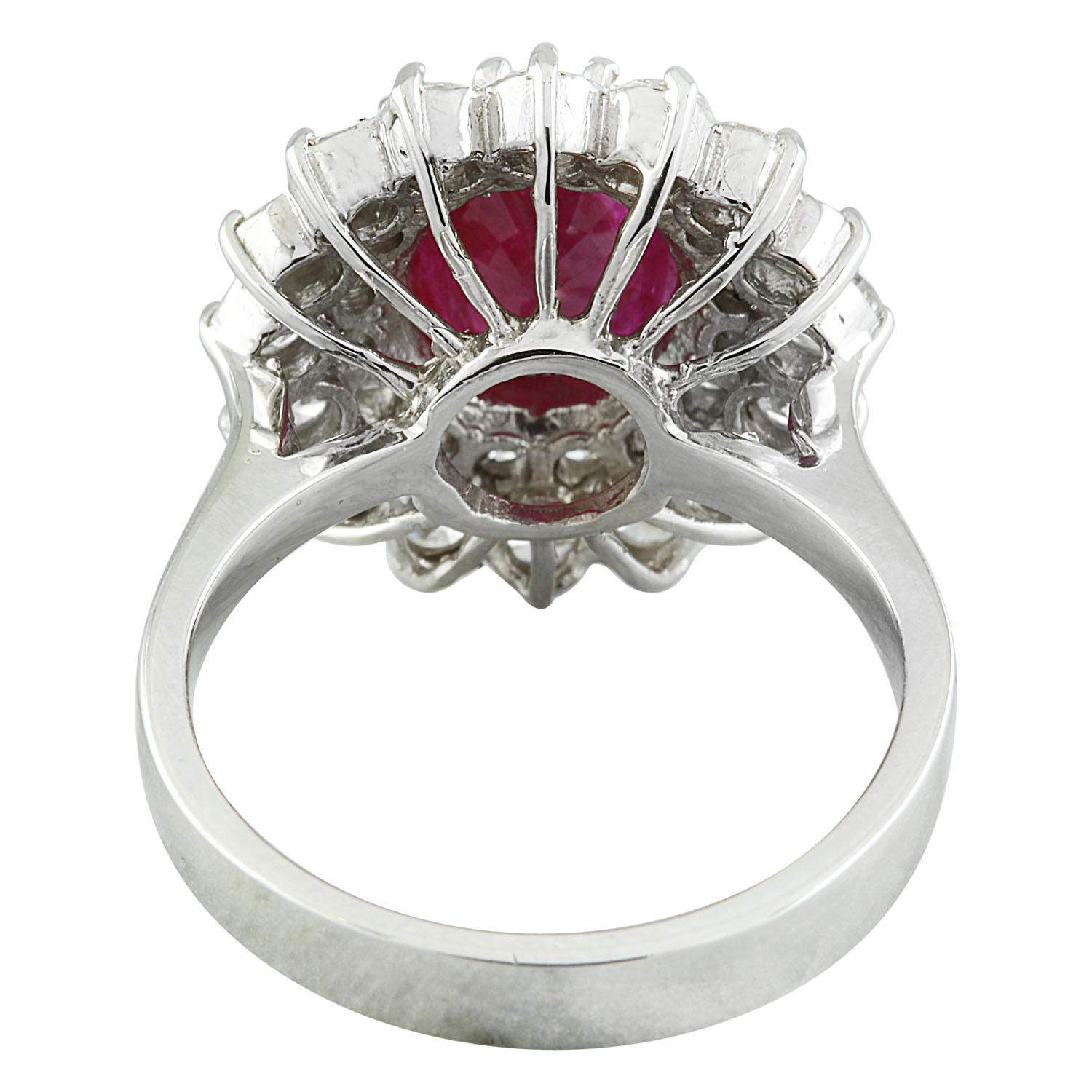 Women's Natural Ruby Diamond Ring In 14 Karat White Gold  For Sale