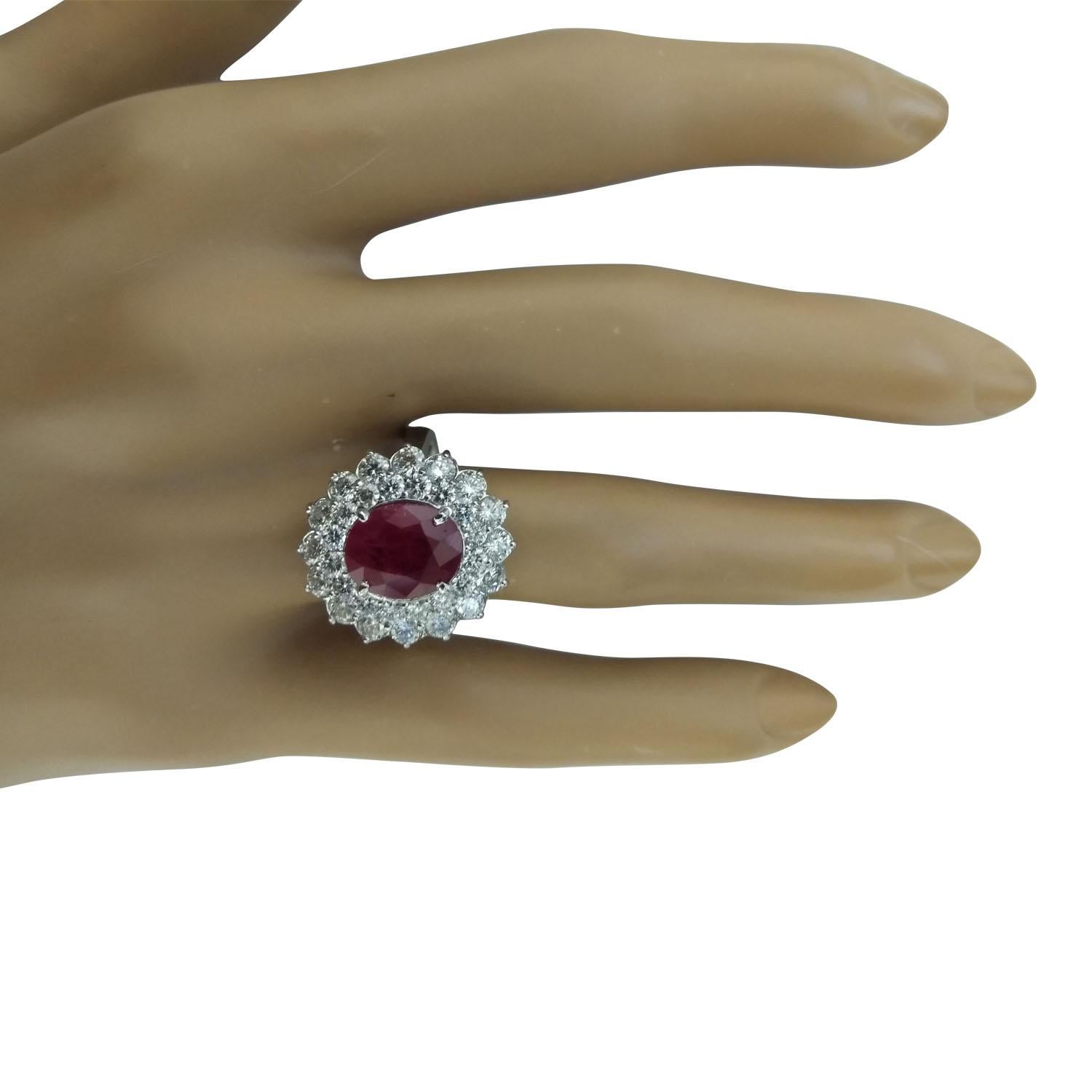 Natural Ruby Diamond Ring In 14 Karat White Gold  For Sale 1