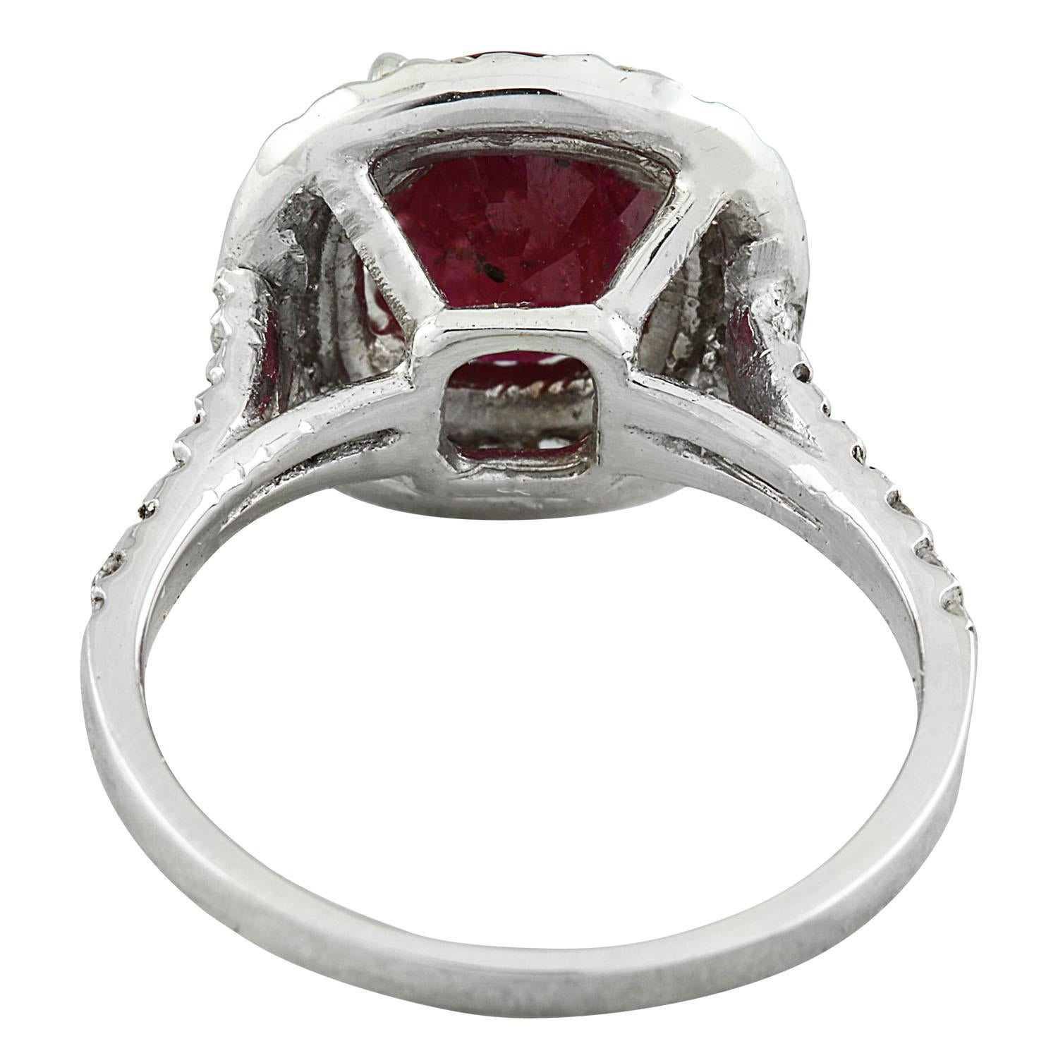Natural Ruby Diamond Ring In 14 Karat White Gold  For Sale 1