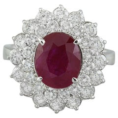 Natural Ruby Diamond Ring In 14 Karat White Gold 