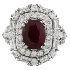 Natural Ruby Diamond Ring In 14 Karat White Gold 