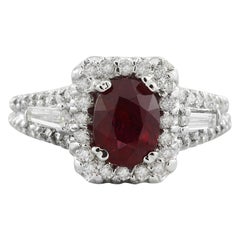 Natural Ruby Diamond Ring In 14 Karat White Gold