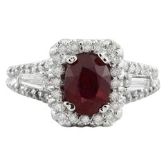 Natural Ruby Diamond Ring In 14 Karat White Gold 