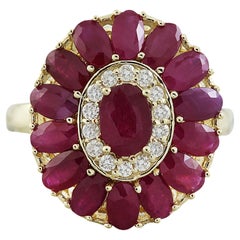 Natural Ruby Diamond Ring In 14 Karat Yellow Gold 