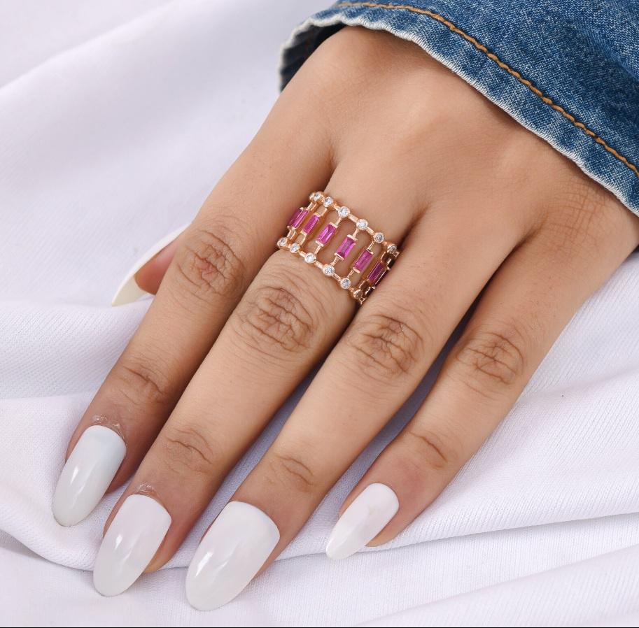Anillo de rubí natural y diamante en oro de 14k en Nuevo estado para la venta en New York, NY
