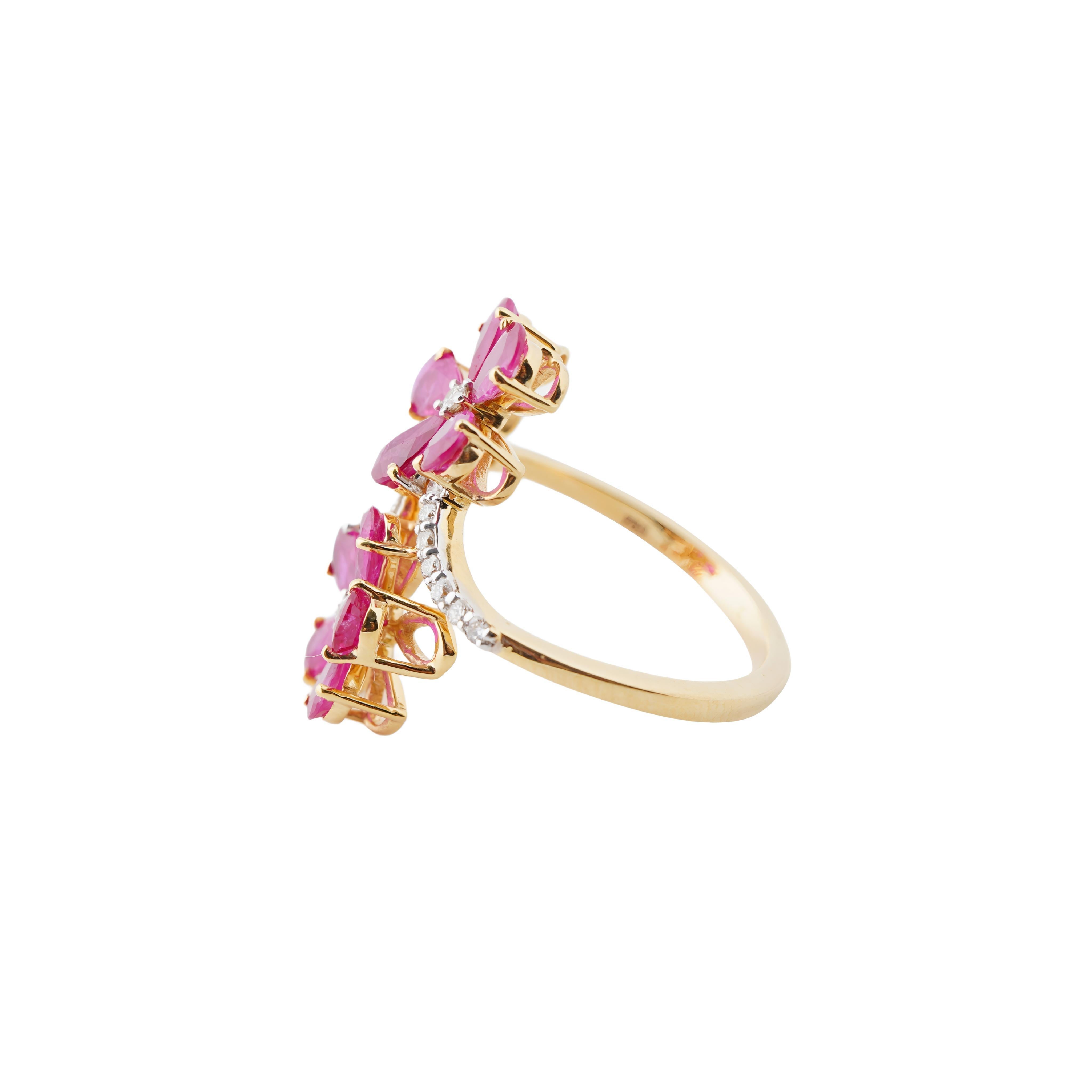 Ring mit natürlichem Rubin und Diamanten aus 14k Gold im Zustand „Neu“ im Angebot in jaipur, IN