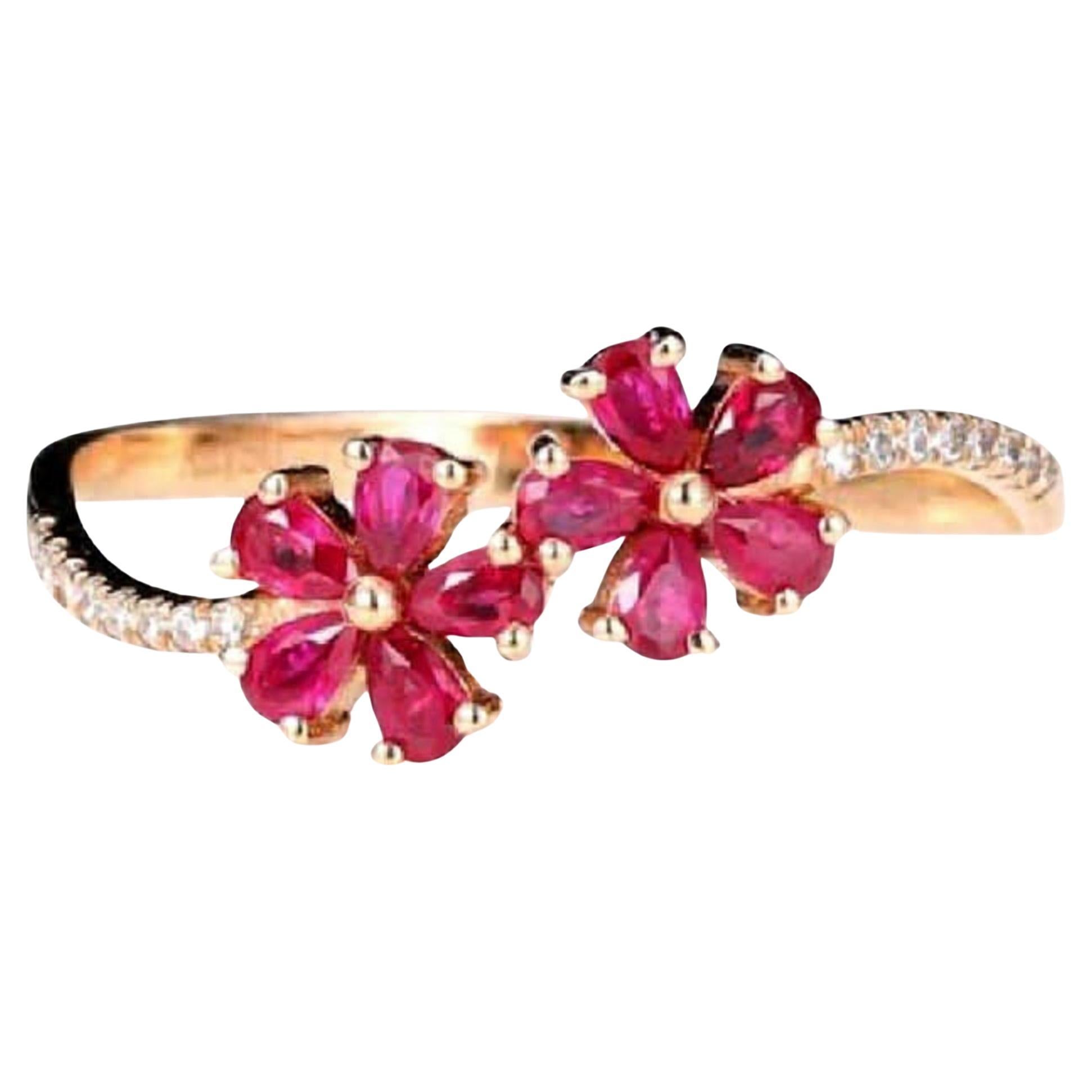 Natürlicher Rubin & Diamant Ring in 14k Gold