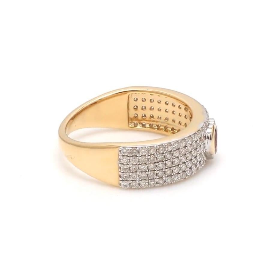 Ruby heart diamond half band ring gold  Natural ruby red heart diamond pave set ring gold  Red ruby heart shape diamond studded ring gold

GEMSTONE DETAILS :
✦ Gemstone : Ruby
✦ Gemstone Type : Natural
✦ Gemstone Size : 4 mm
✦ Gemstone Shape : Heart