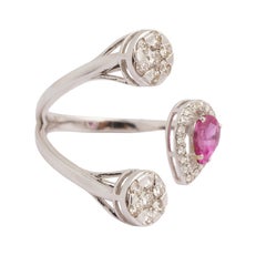 Natural 0.55cts Ruby & 0.57cts Diamond Ring in 18k Gold